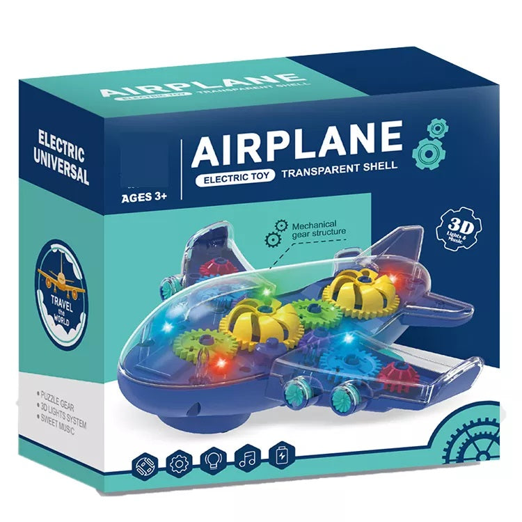 Electric Car Airplane Toys With Cool Sensory LED Light Music Transparent Toy Car Girls Boys