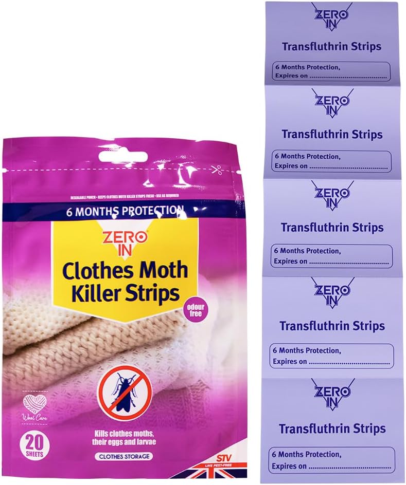 Zero In Clothes Moth Killer Strips- 20 Sheets