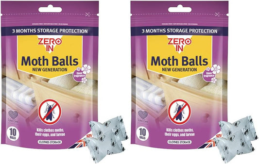 Zero In New Generation Clothes Killer 10 Moth Balls One Pack