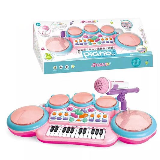 Pink Piano Keyboard With Microphone