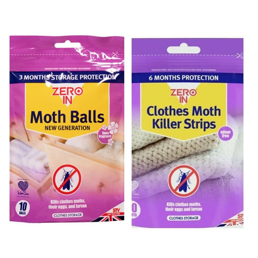 Zero In Clothes 10 Moth Balls with 20 Sheet Killer Strip