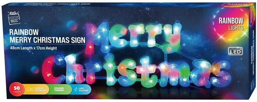 Super Bright LED Merry Christmas Rainbow Sign