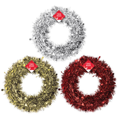 Tinsel Dots Wreath 39cm Assorted