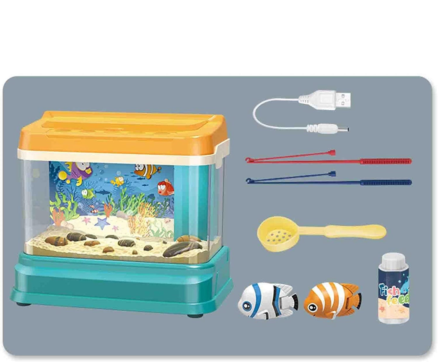 Children Fish Tank Toy with LIght and Music,Magnetic Fishing Toy Simulation Electric Fish Tank for Kids