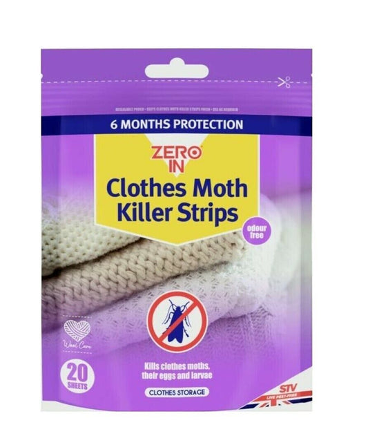 Zero In Clothes Moth Killer Strips- 20 Sheets