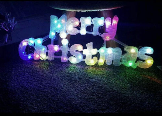 Super Bright LED Merry Christmas Rainbow Sign